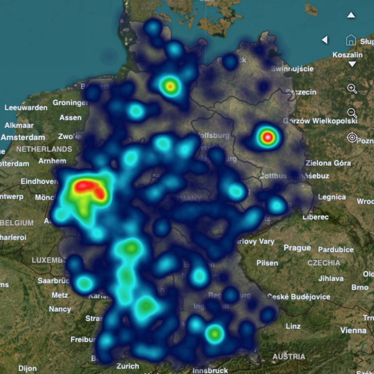 Deutschlandkarte mit UFO- und UAP-Hotspots